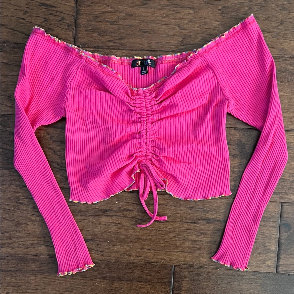 dELiA*s Vibrant Pink Ruched Crop Top